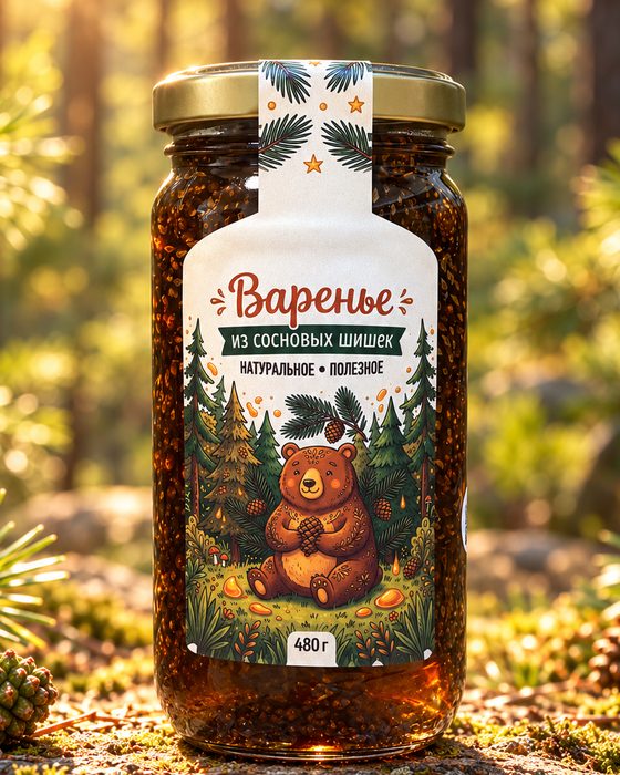 Банка варенья из сосновых шишек 480 г